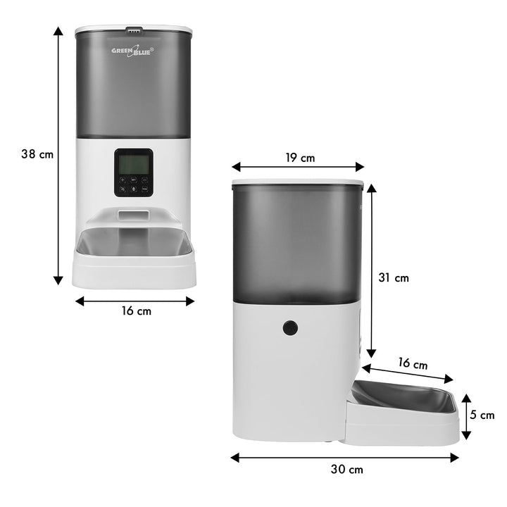 Automatisk foderautomat til kæledyr GreenBlue, 6L, USB 5V1A, GB393