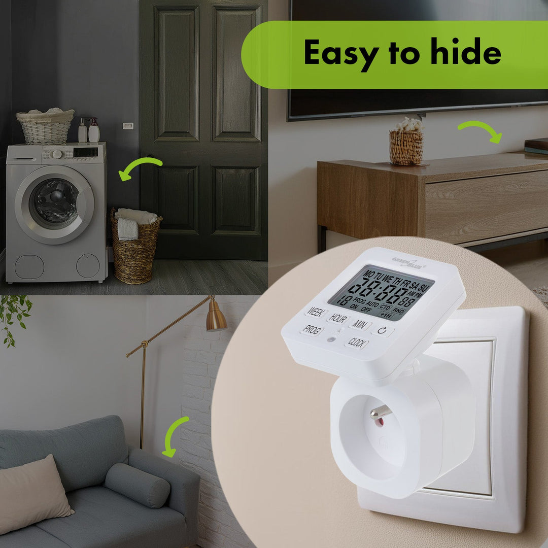 Tidsafbryder - digital timer GreenBlue, maks. belastning 16A, IP20, GB605 E