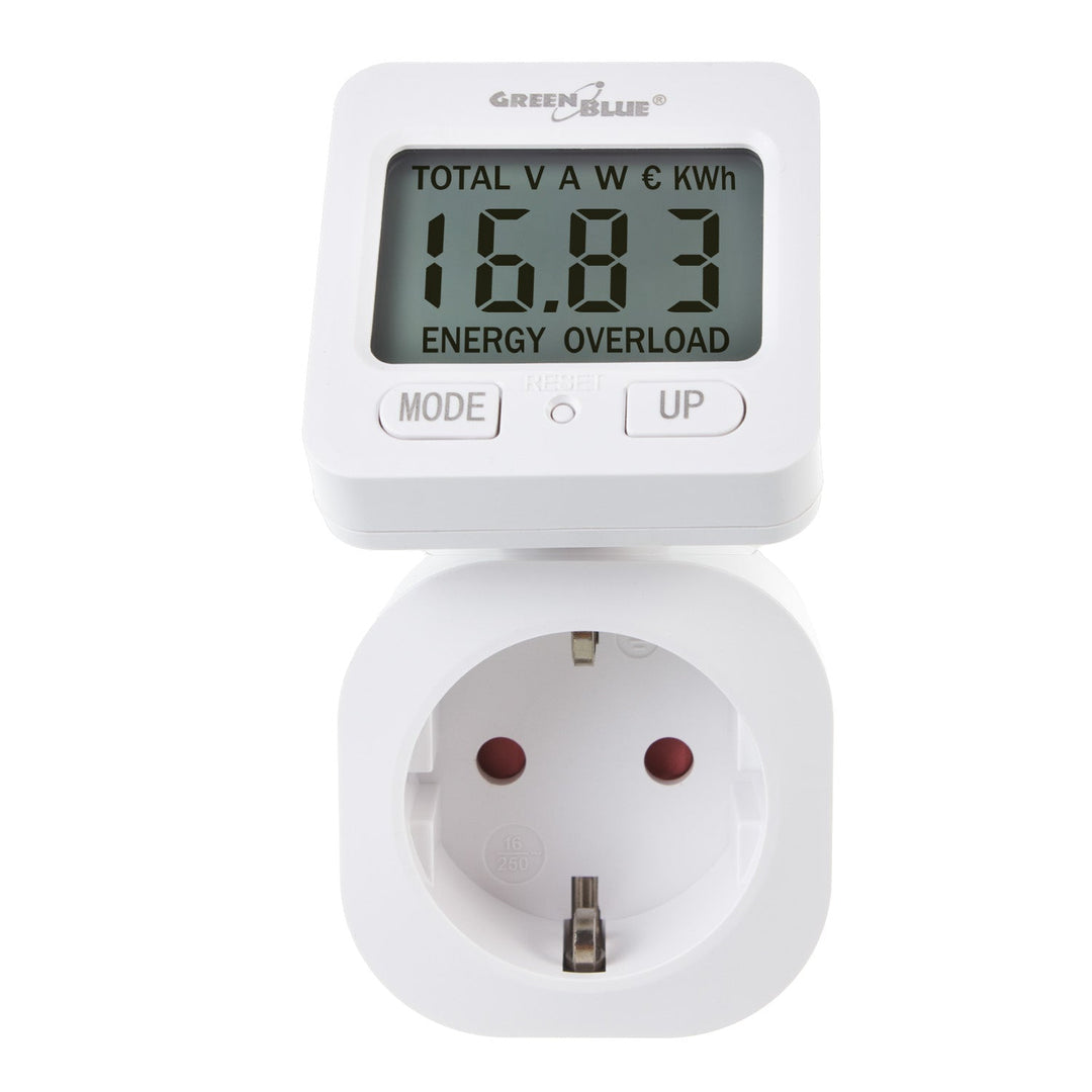 GreenBlue energimåler, wattmåler, 16 A, maks. 3680 W, hukommelse, GB615 F