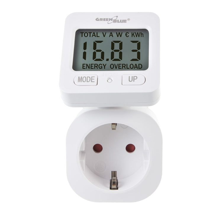 GreenBlue energimåler, wattmåler, 16 A, maks. 3680 W, hukommelse, GB615 F