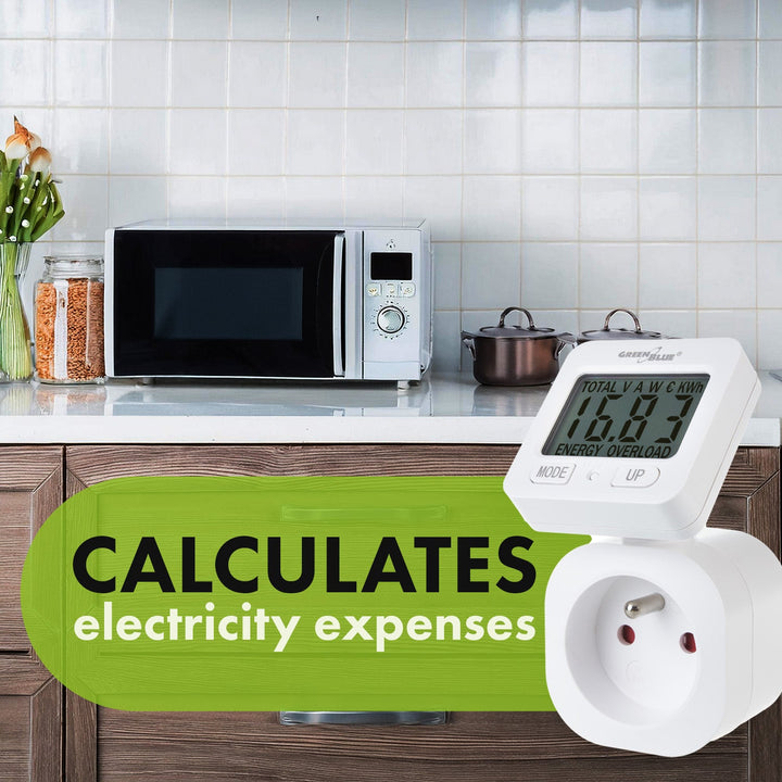 GreenBlue energimåler, wattmåler, 16 A, maks. 3680 W, hukommelse, GB615 E