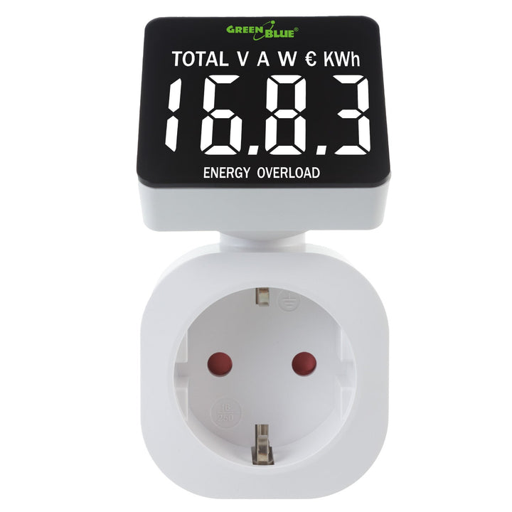 GreenBlue energimåler, wattmeter, 16 A, maks. 3680 W, hukommelse, GB620 F