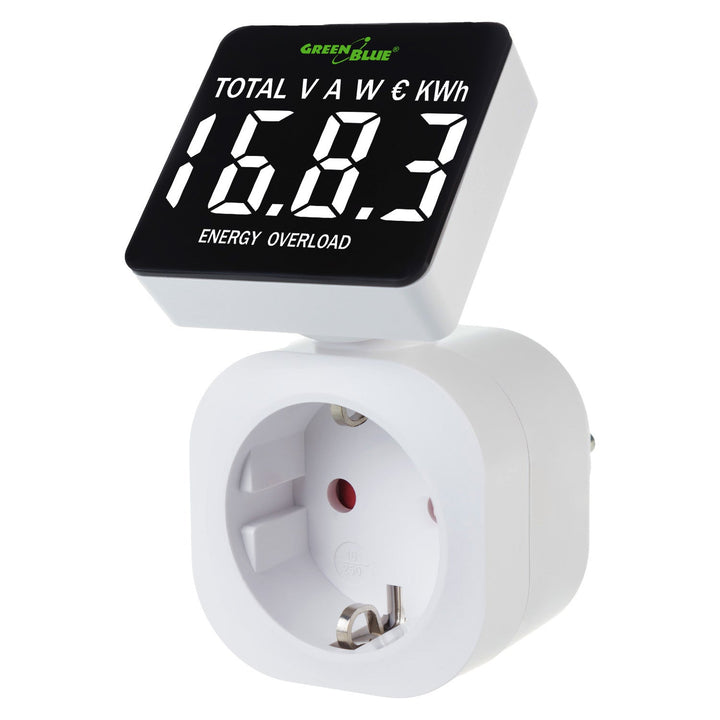 GreenBlue energimåler, wattmeter, 16 A, maks. 3680 W, hukommelse, GB620 F