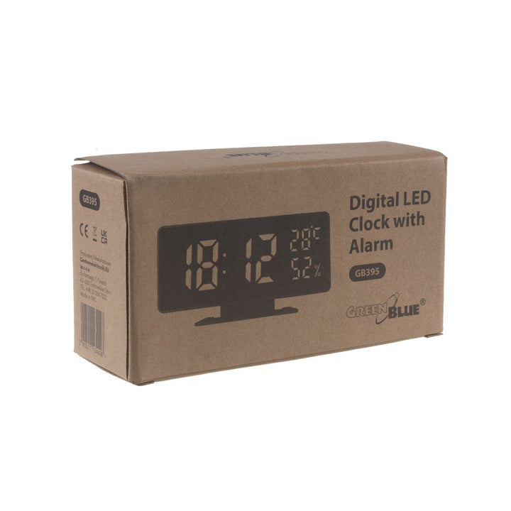 Vækkeur med alarm og termometer GreenBlue GB395 sort hygrometer
