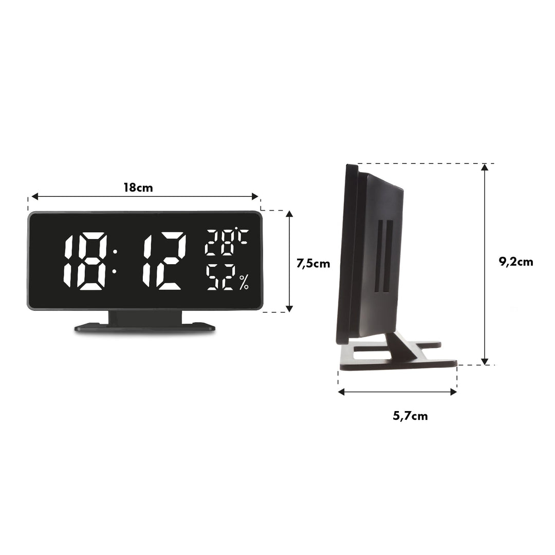 Vækkeur med alarm og termometer GreenBlue GB395 sort hygrometer