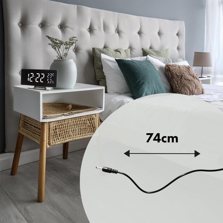 Vækkeur med alarm og termometer GreenBlue GB395 sort hygrometer