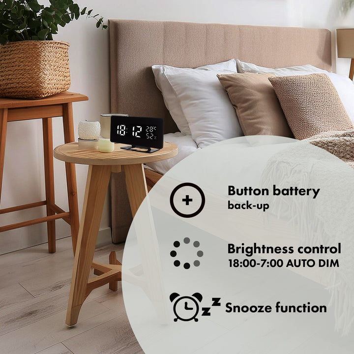 Vækkeur med alarm og termometer GreenBlue GB395 sort hygrometer