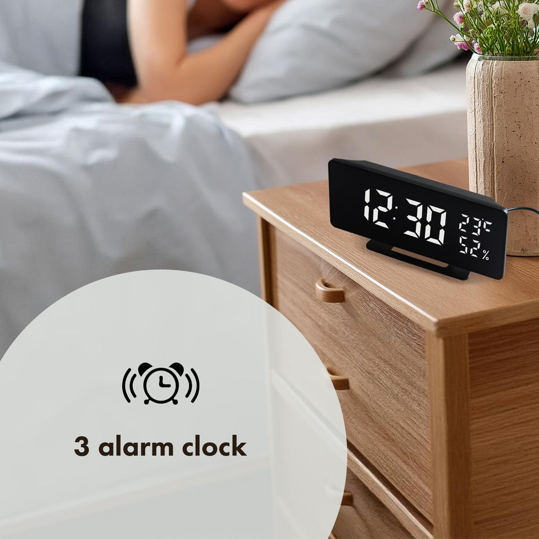 Vækkeur med alarm og termometer GreenBlue GB395 sort hygrometer