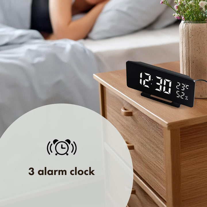 Vækkeur med alarm og termometer GreenBlue GB395 sort hygrometer