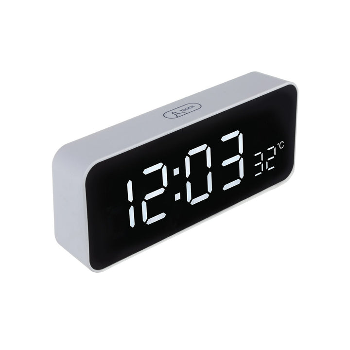 Vækkeur med alarm og termometer GreenBlue hvidt kabinet