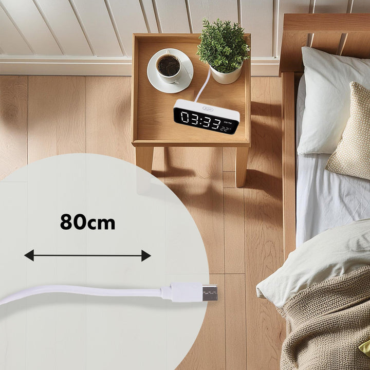 Vækkeur med alarm og termometer GreenBlue hvidt kabinet