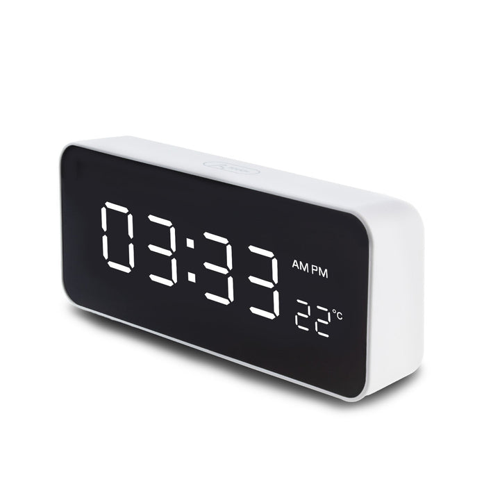 Vækkeur med alarm og termometer GreenBlue hvidt kabinet