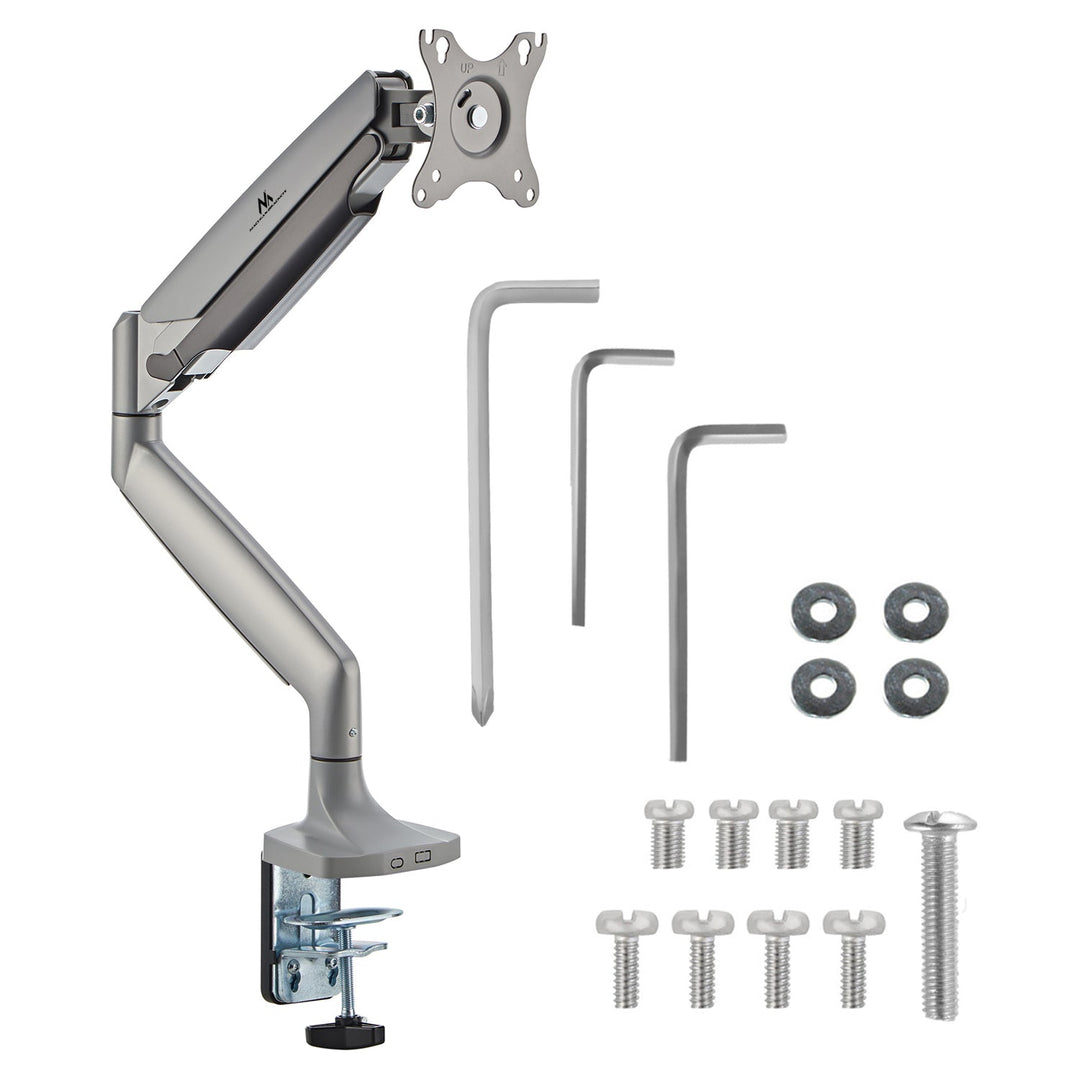 Maclean monitorholder, dobbelt arm, med gasfjeder, 17"-45", 16 kg, MC-969