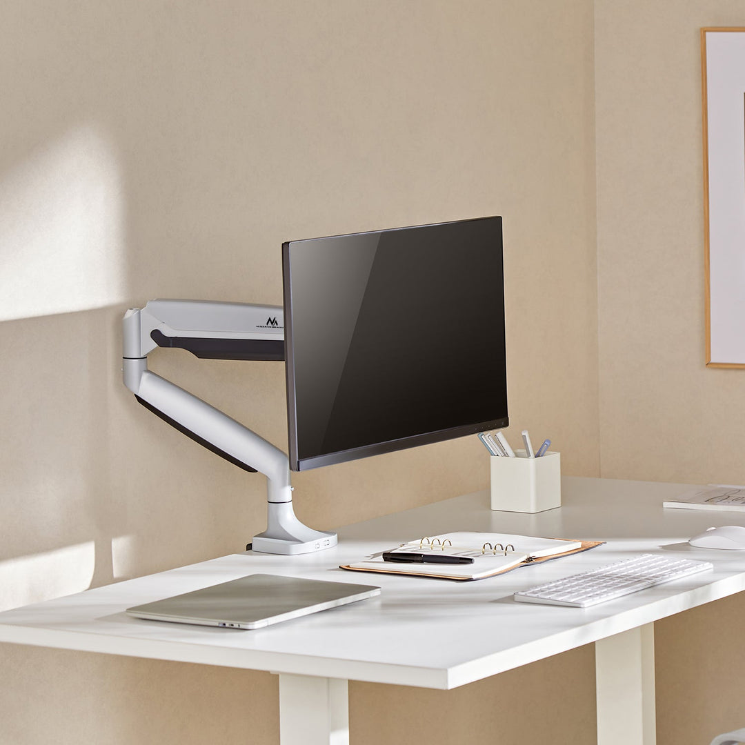Maclean monitorholder, dobbelt arm, med gasfjeder, 17"-45", 16 kg, MC-969