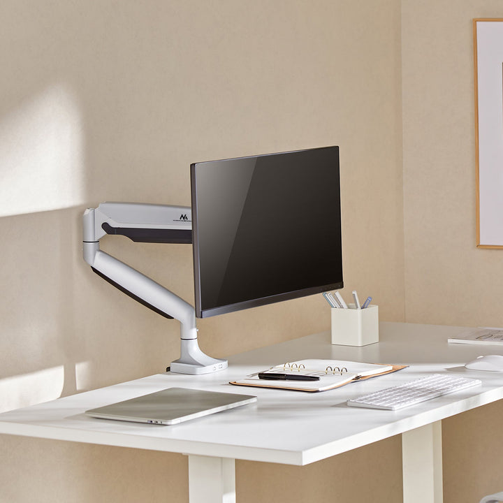 Maclean monitorholder, dobbelt arm, med gasfjeder, 17"-45", 16 kg, MC-969