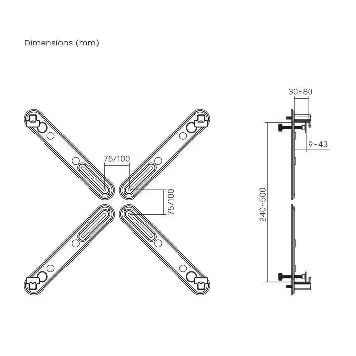 Adapter til skærme uden huller i VESA-standarden Maclean, sort, 17"-32", maks. 10 kg, MC-990