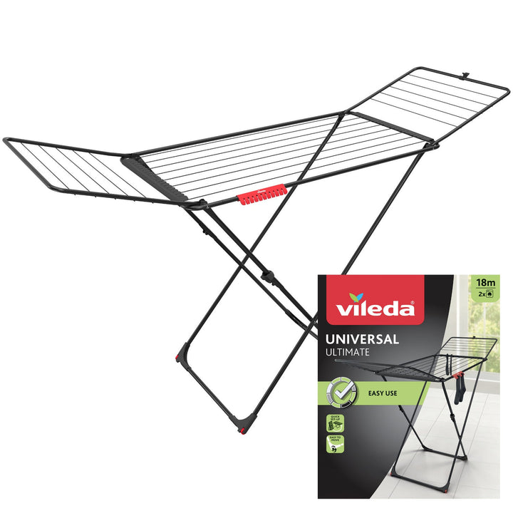 Vileda tørrestativ, tørreflade 18 m, sort, Universal Ultimate