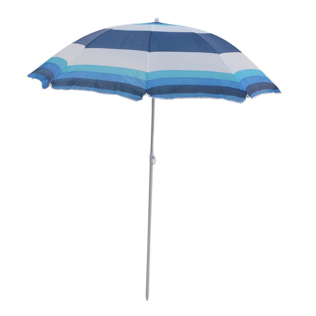 Master Grill&Party haveparasol, diameter 180 cm, hvid med blå og marineblå striber, JKB04