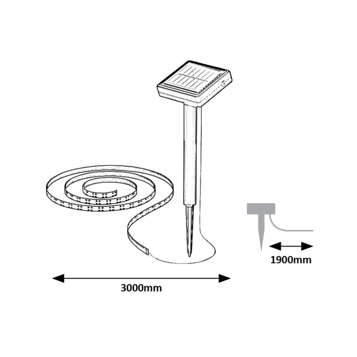 Rabalux solcellelampe, udendørs bånd, LED, IP44, 300 cm, Ansoo