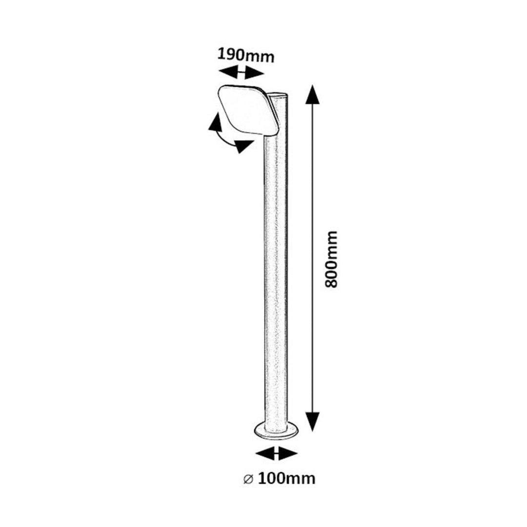Rabalux lampe, stående, udendørs, LED 12W, IP44, 80 cm, sort, Odiel