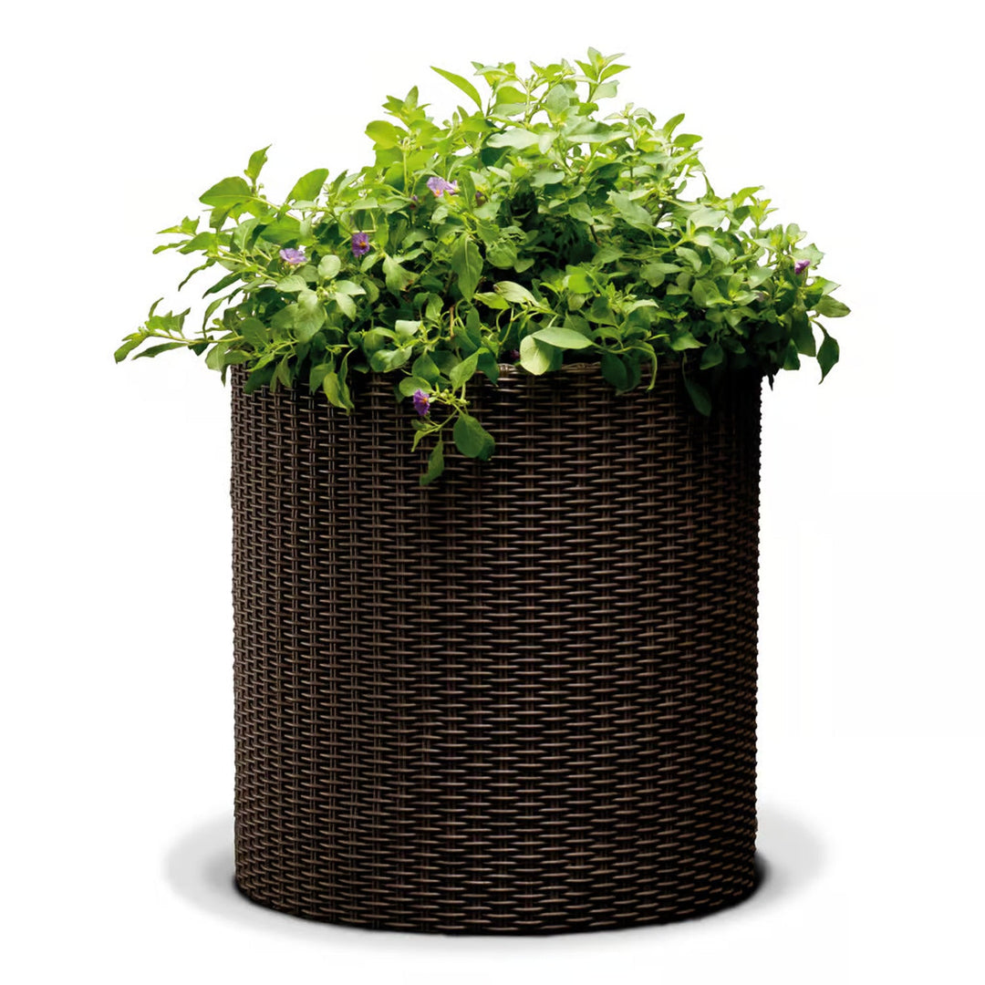 Keter blomsterkrukke, rund, diameter 36 cm, brun, Cylinder Planter M
