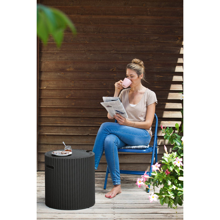 Keter bord med opbevaringsrum, siddeplads, antracitgrå, Cool Stool