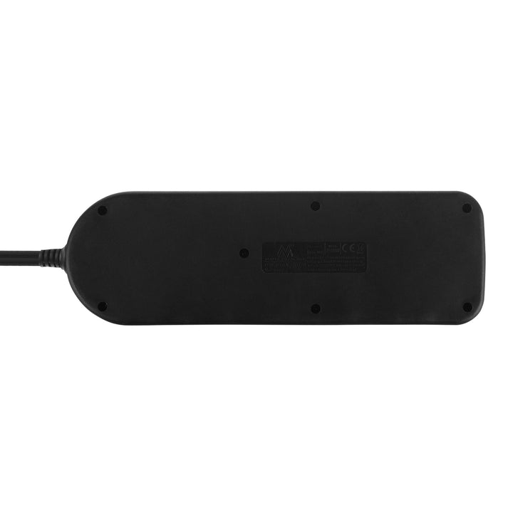 Maclean strømskinne, forlængerledning med 4 stik + USB A/C, med afbrydere, 250 VAC/10 A, 1,5 m, sort, MCE508 B