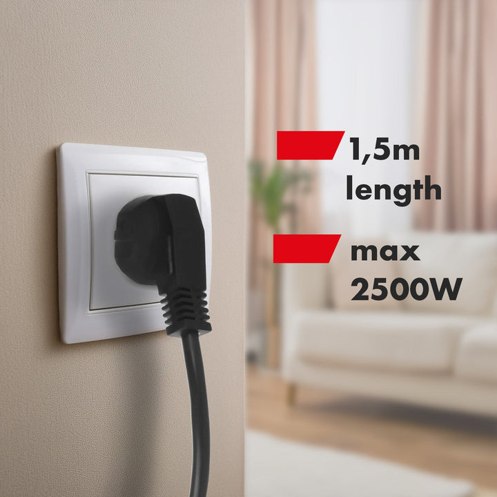 Maclean strømskinne, forlængerledning med 4 stik + USB A/C, med afbrydere, 250 VAC/10 A, 1,5 m, sort, MCE508 B