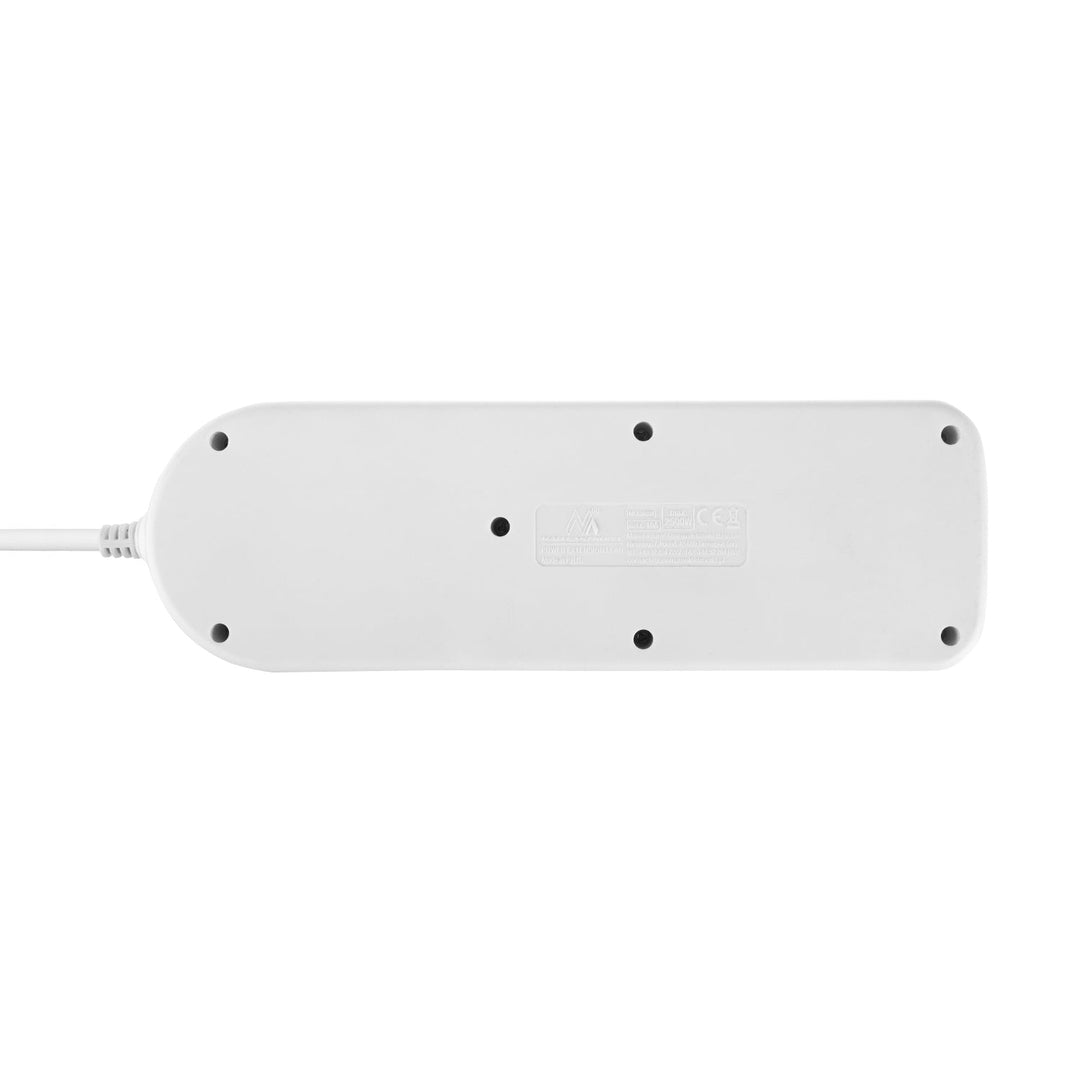Maclean strømskinne, forlængerledning med 4 stik + USB A/C, med afbrydere, 250 VAC/10 A, 1,5 m, hvid, MCE508 W