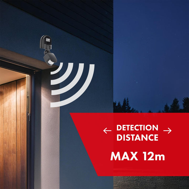 Vægmonteret bevægelses- og skumringsensor Maclean 180° max 1200W grå MCE25 GR