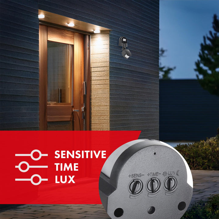 Vægmonteret bevægelses- og skumringsensor Maclean 180° max 1200W grå MCE25 GR