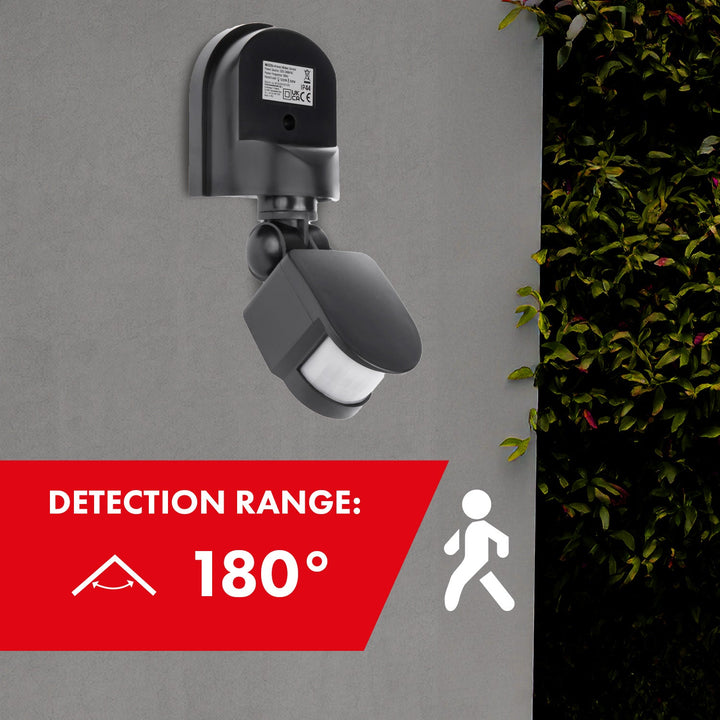 Vægmonteret bevægelses- og skumringsensor Maclean 180° max 1200W grå MCE25 GR