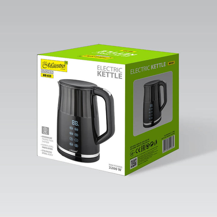 Maestro elkedel, trådløs, berøringsfølsom panel, 1,7 l, 2200 W, MR-039 – britisk stik