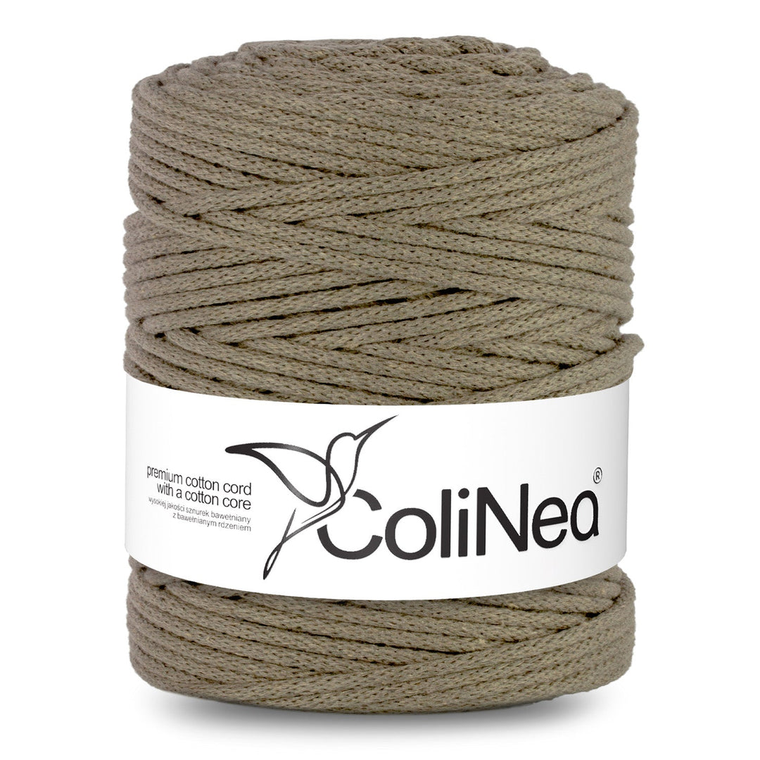 ColiNea, bomuldssnor med bomuldskerne, flettet, 5 mm, 200 m, mørk beige
