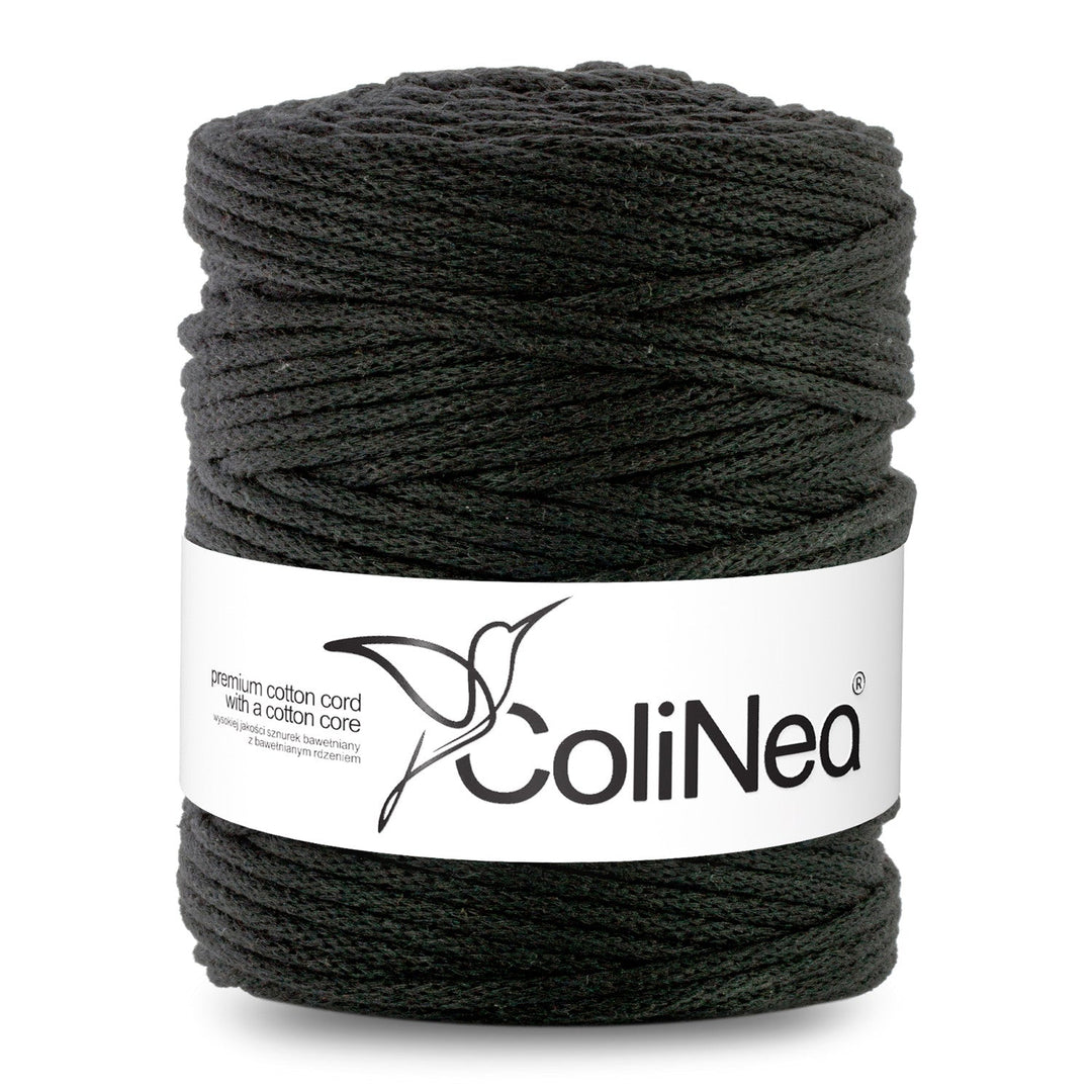 ColiNea, bomuldssnor med bomuldskerne, flettet, 5 mm, 200 m, sort