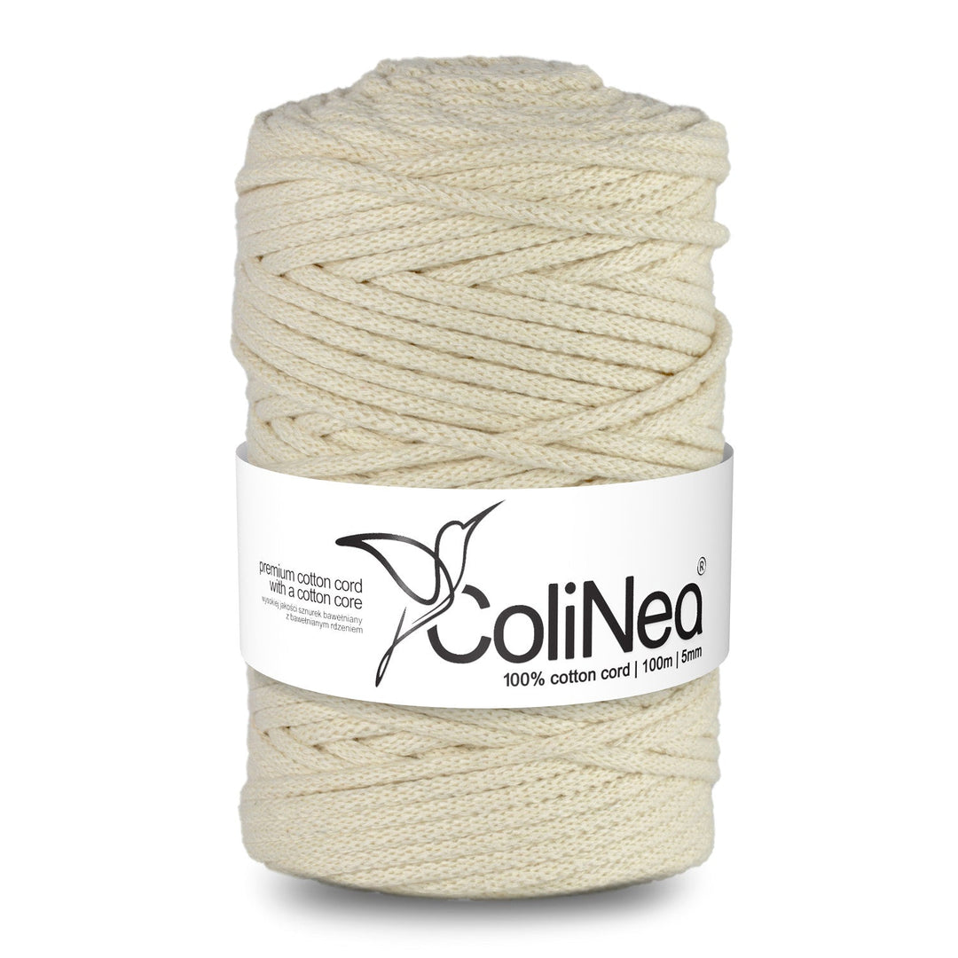 ColiNea, bomuldsnor med bomuldskerne, flettet, 5 mm, 100 m, elfenben