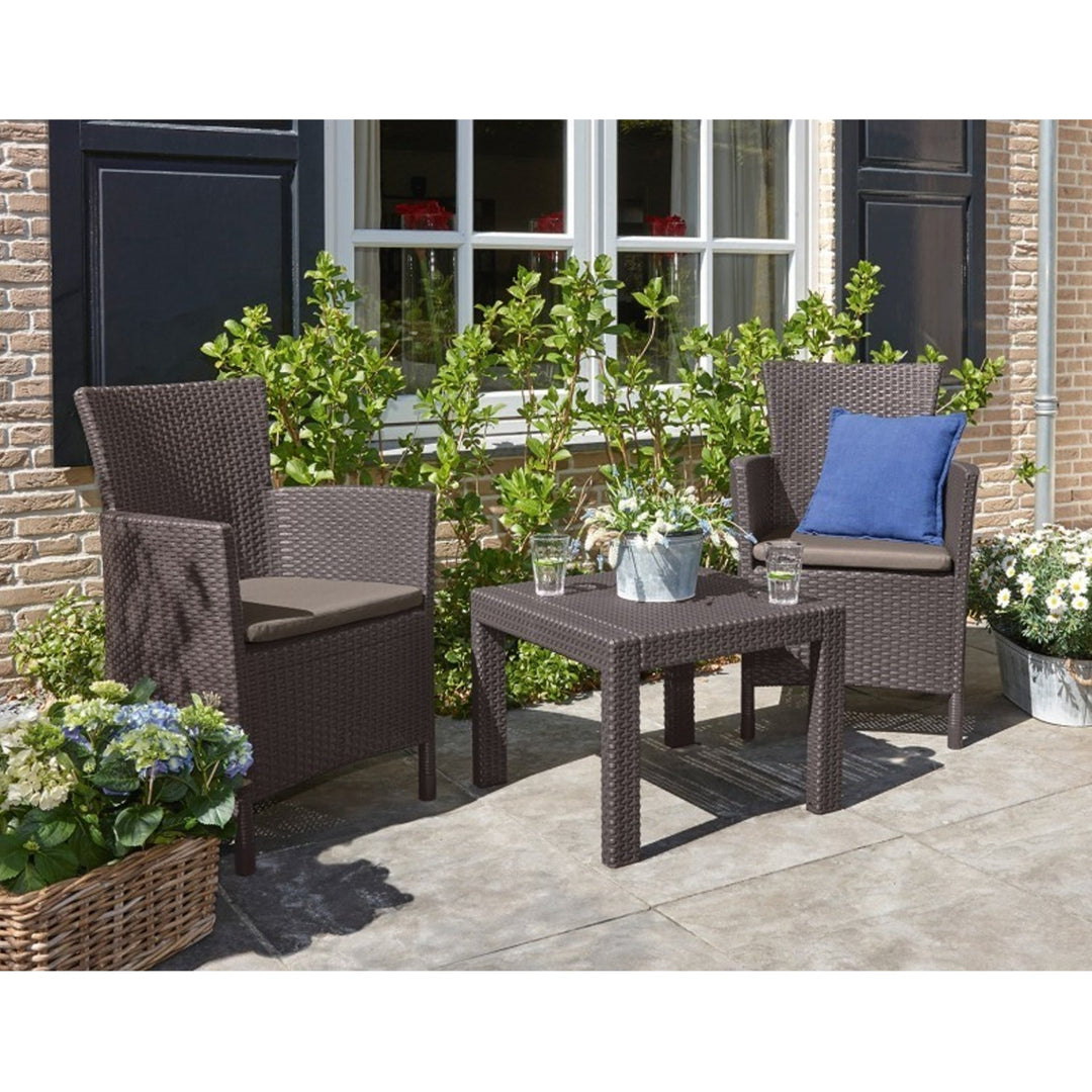 Keter havemøbelsæt, to stole, bord, brun-beige, Rosario Balcony Set
