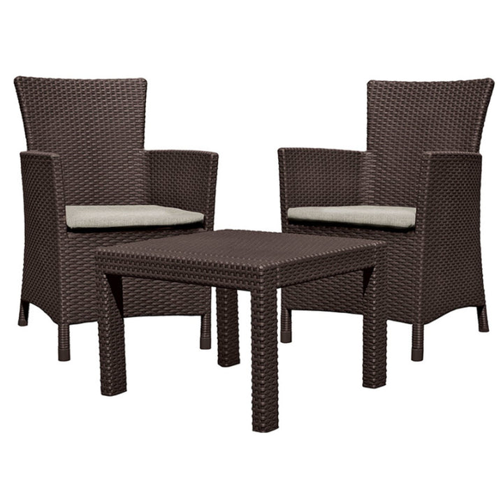 Keter havemøbelsæt, to stole, bord, brun-beige, Rosario Balcony Set
