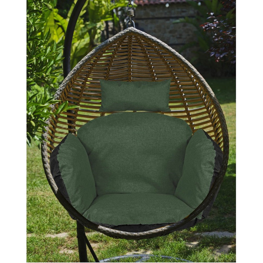 Havepude 112x113 cm til hængestol, fuglerede, vandtæt, grøn