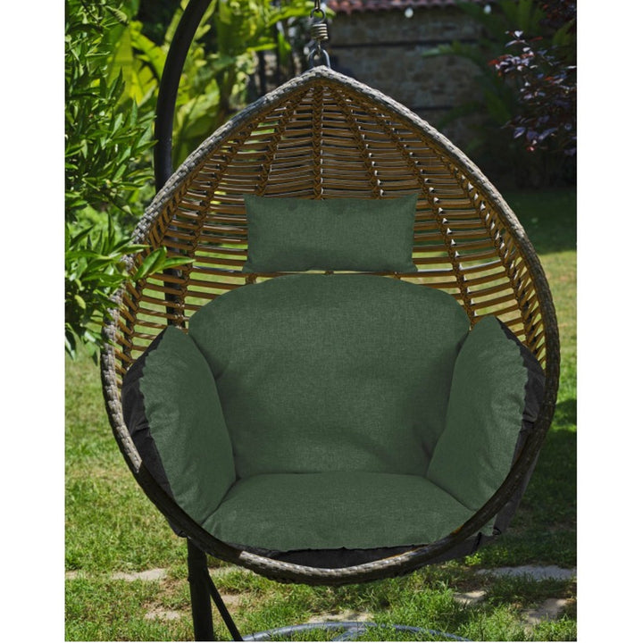 Havepude 112x113 cm til hængestol, fuglerede, vandtæt, grøn