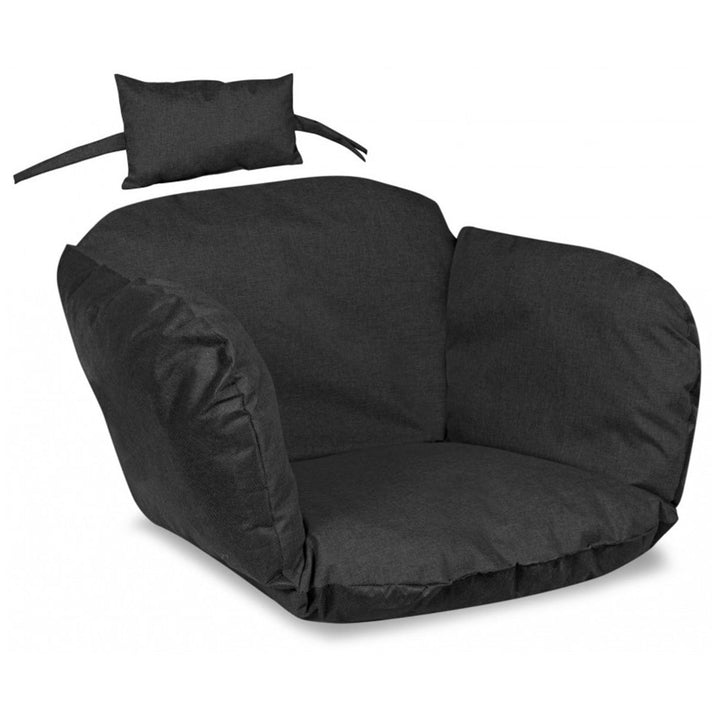 Havepude 112x113 cm til hængestol, fuglerede, vandtæt, sort