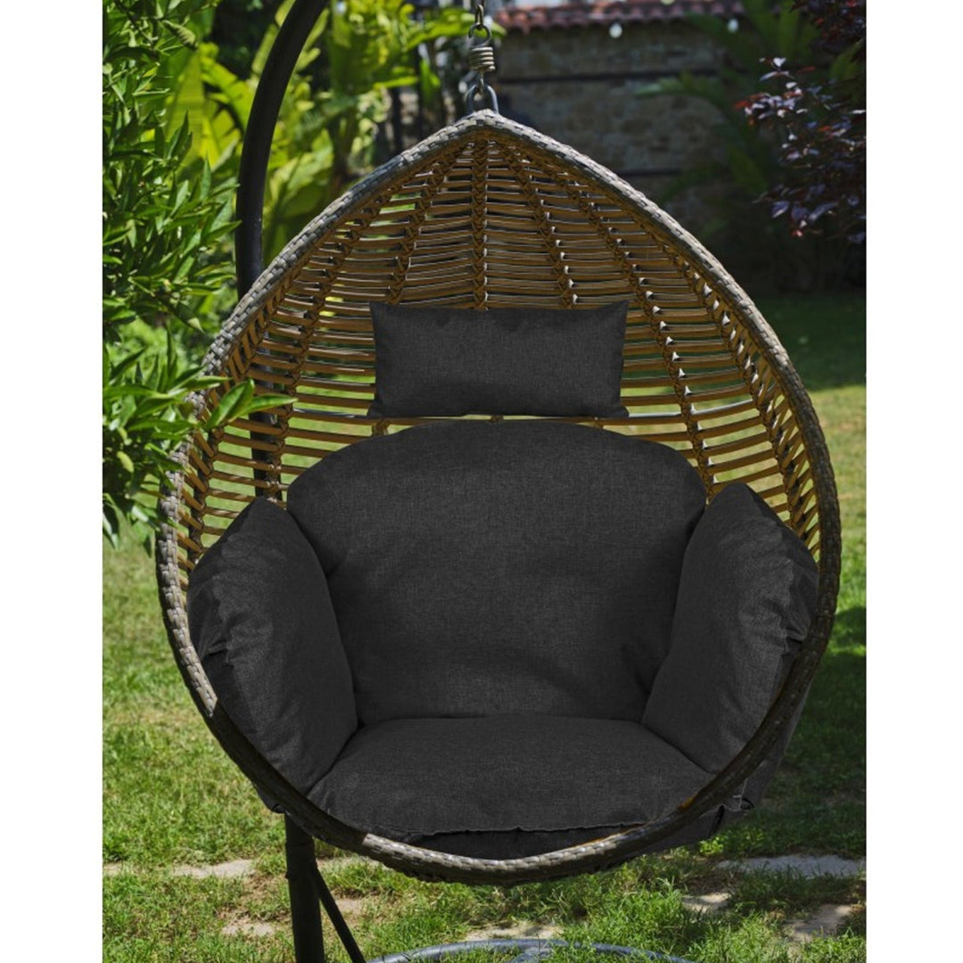 Havepude 112x113 cm til hængestol, fuglerede, vandtæt, sort
