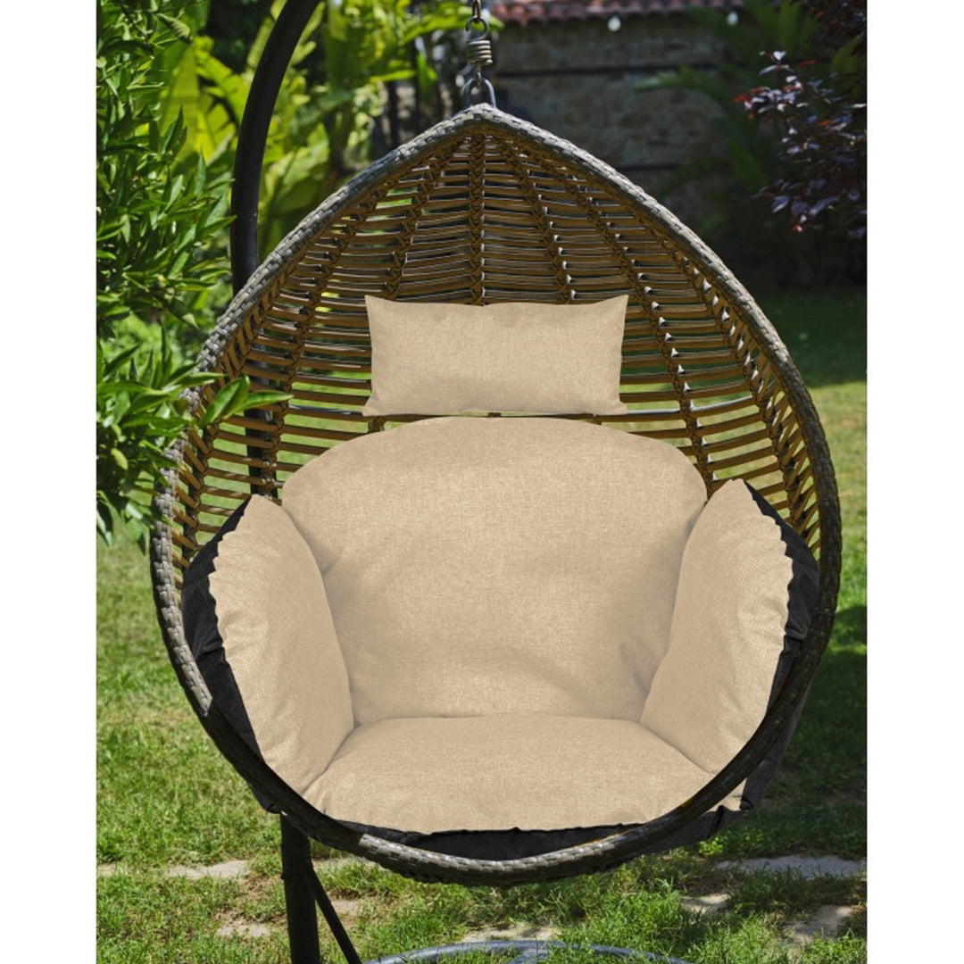 Havepude 112x113 cm til hængestol, fuglerede, vandtæt, beige