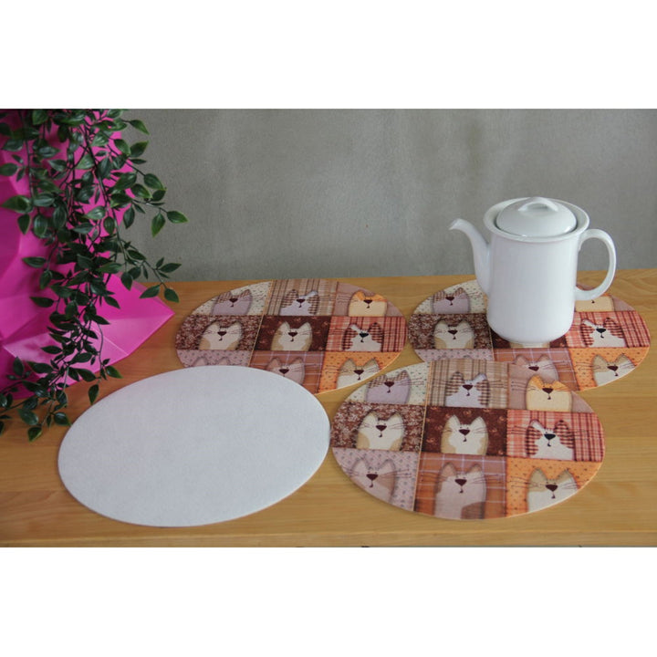 Sæt med bordskånere fra Bertoni, 4 stk., runde, 33 cm, Pexeso Beige