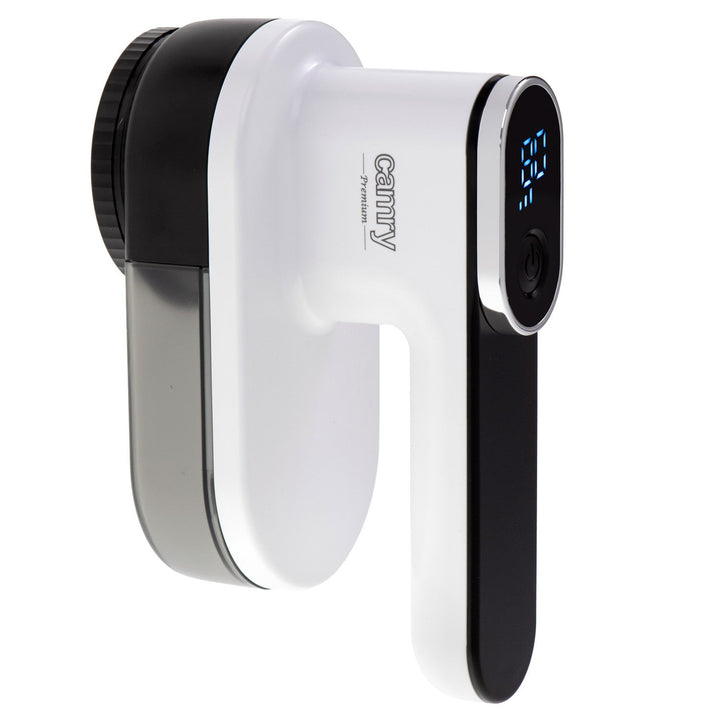 Barbermaskinen er af mærket Camry, LCD-display, Li-Ion-batteri, hvid og sort, CR 9620
