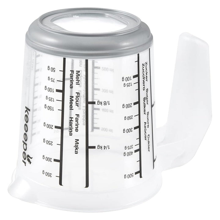 Keeeper kande med målebæger, skridsikker, med håndtag, 0,5 l, nordic grey, Masimmo