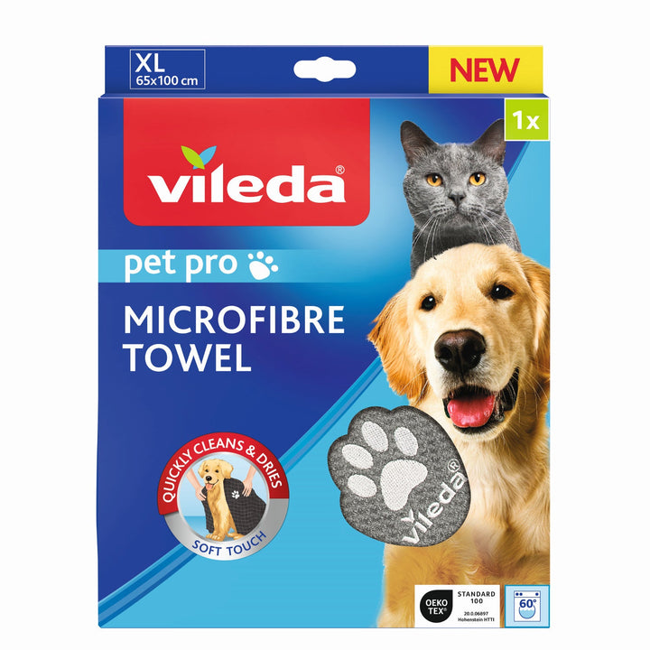 Vileda dyrehåndklæde, mikrofiber, størrelse XL, Pet Pro