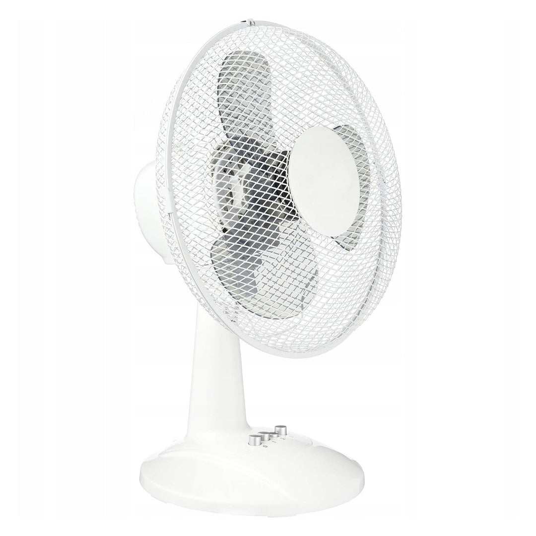 LTC desk fan LXWT20 in white, featuring oscillation and angle adjustment for optimal airflow. With a power of 38W, it ensures efficient cooling.