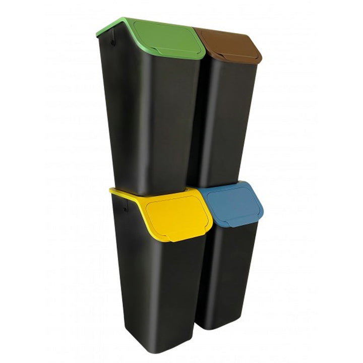 Practic-beholder-sæt til affaldssortering, 4x35 l, sort, Bini 10103435