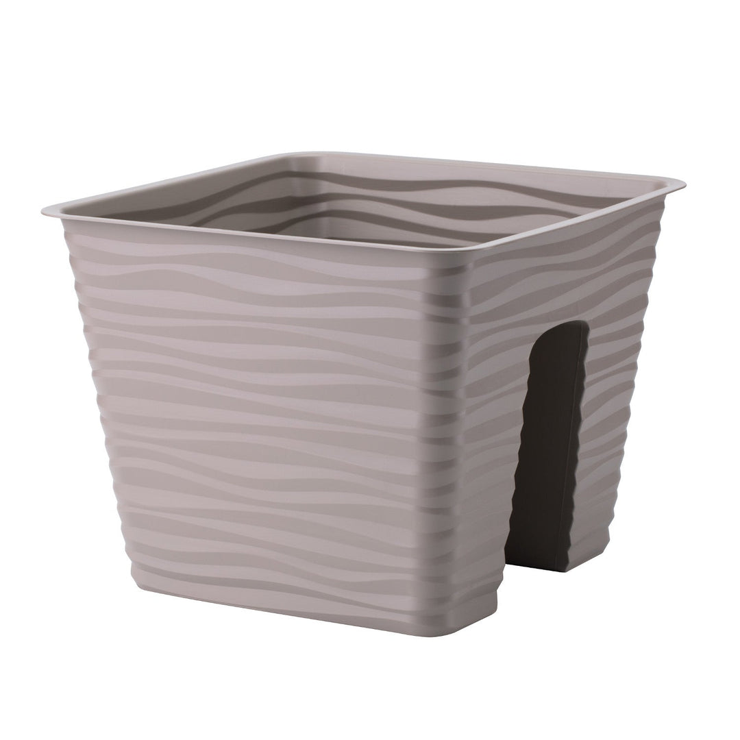 Form-Plastic blomsterkrukke, til gelænder, 27 cm, PP, grå-beige, Sahara 27